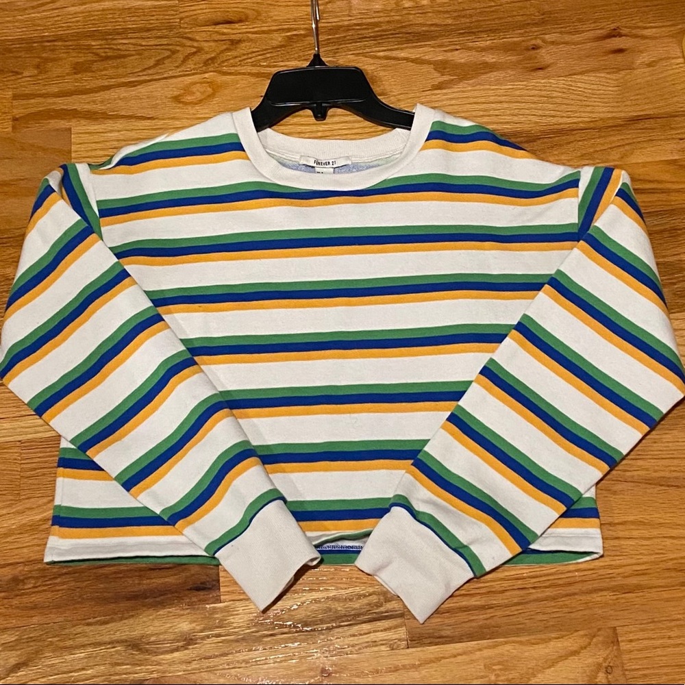 Cropped Striped Sweatshirt